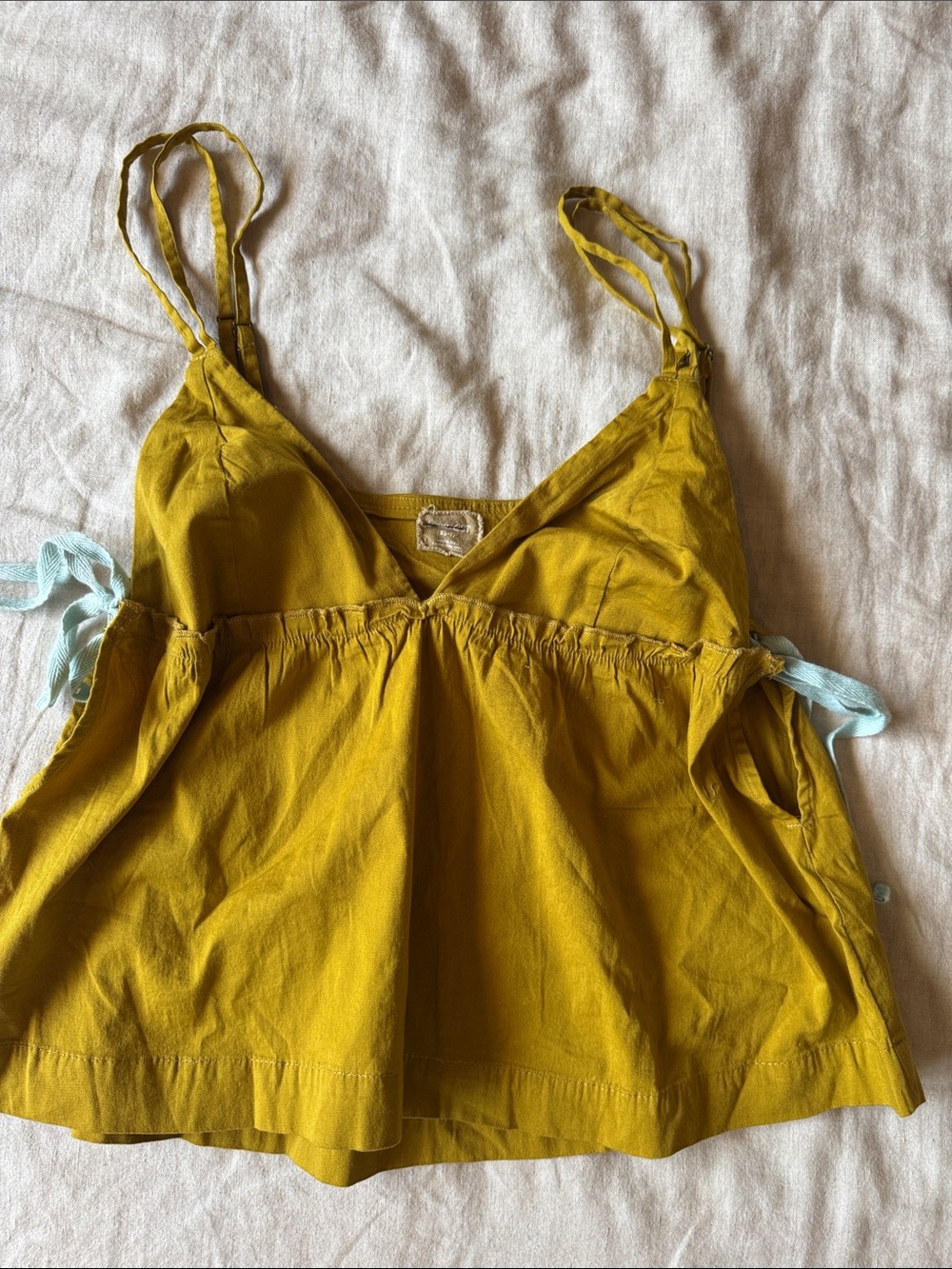 Free People Mustard Yellow Spaghetti-Strap Camisole